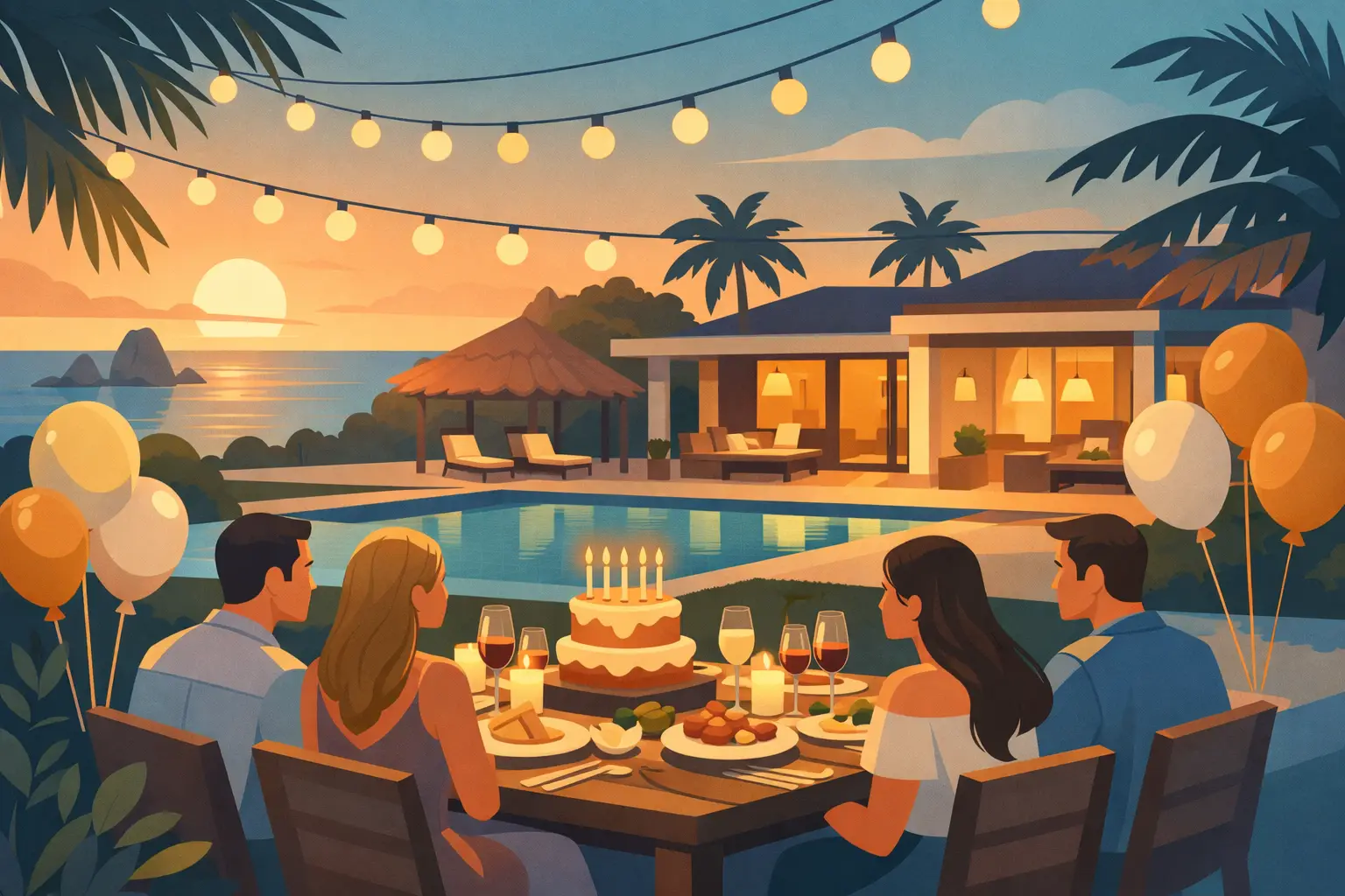 Villa Birthday Dinner Example for an Aruba Stay